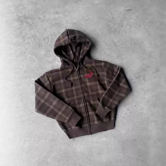 2025 New Winter Street Harajuku Trendyy Plaid Fashion Hooded Cardigan European and American Lulu Sweatshirt for Men and Women