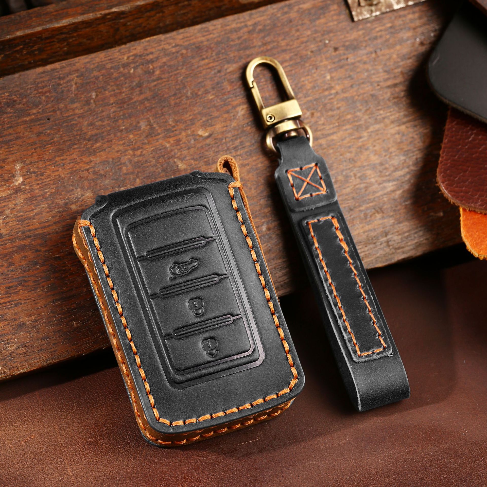 Venta caliente transfronteriza caso de la llave del coche adecuado para JEEP Nuevo Gran chenoji caso clave de protección Shell cuero genuino