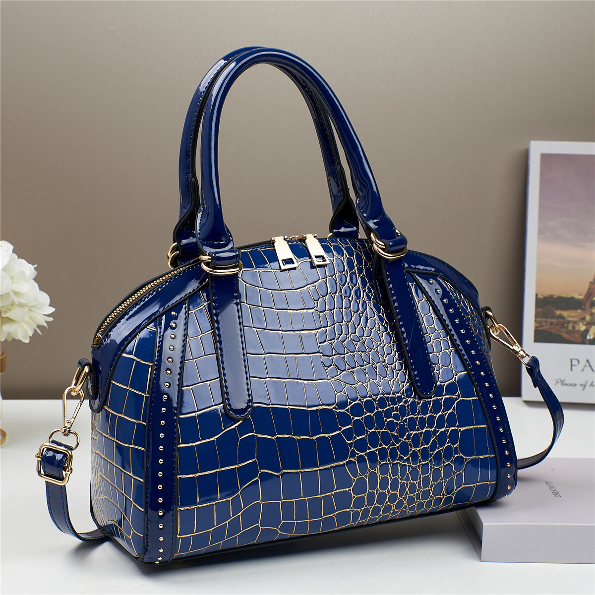 Bolso de Mujer de Comercio Exterior del Fabricante, Modelo Nuevo 2025, Bolso de Mano Estilo Coreano, Texturizado, de Un Solo Hombro, Brillante, Bandolera, Moda Femenina