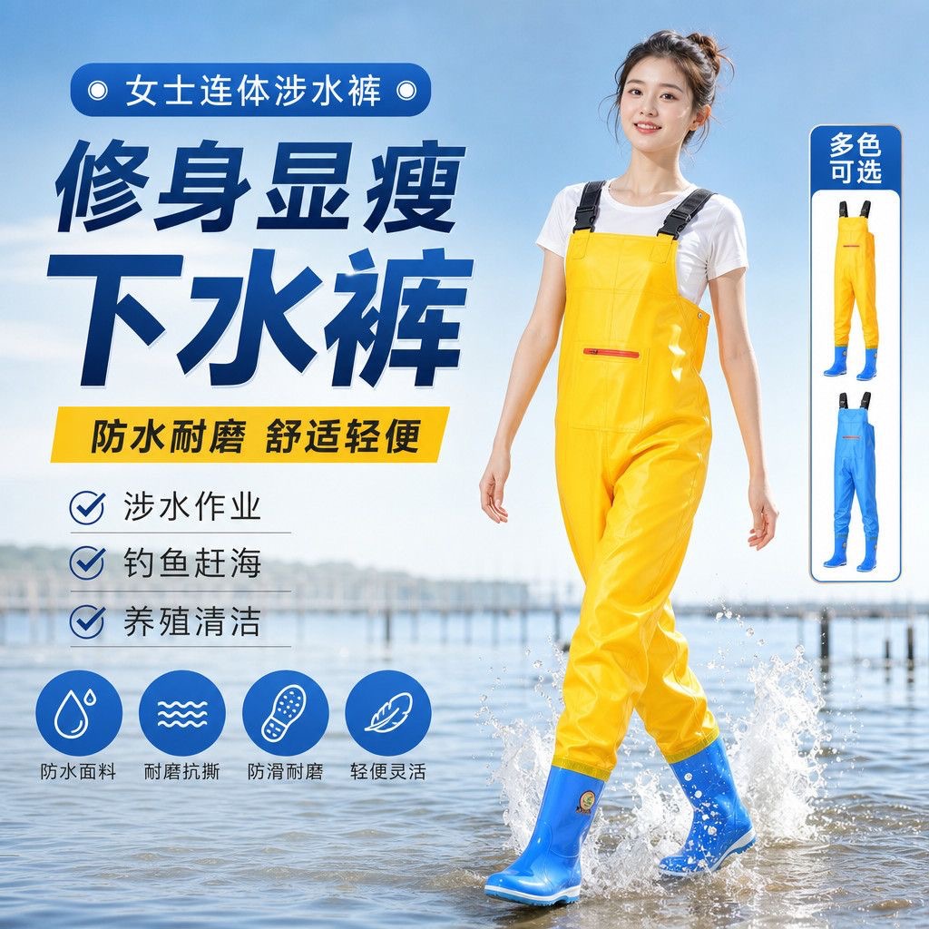 Adult women's one-piece wading pants for sea fishing, waterproof wading pants, water shoes, one-piece sea fishing suit wholesale
