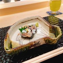 omakase日本怀石板前料理陶瓷餐具织布绿刺身拼盘小吃前菜水果碟