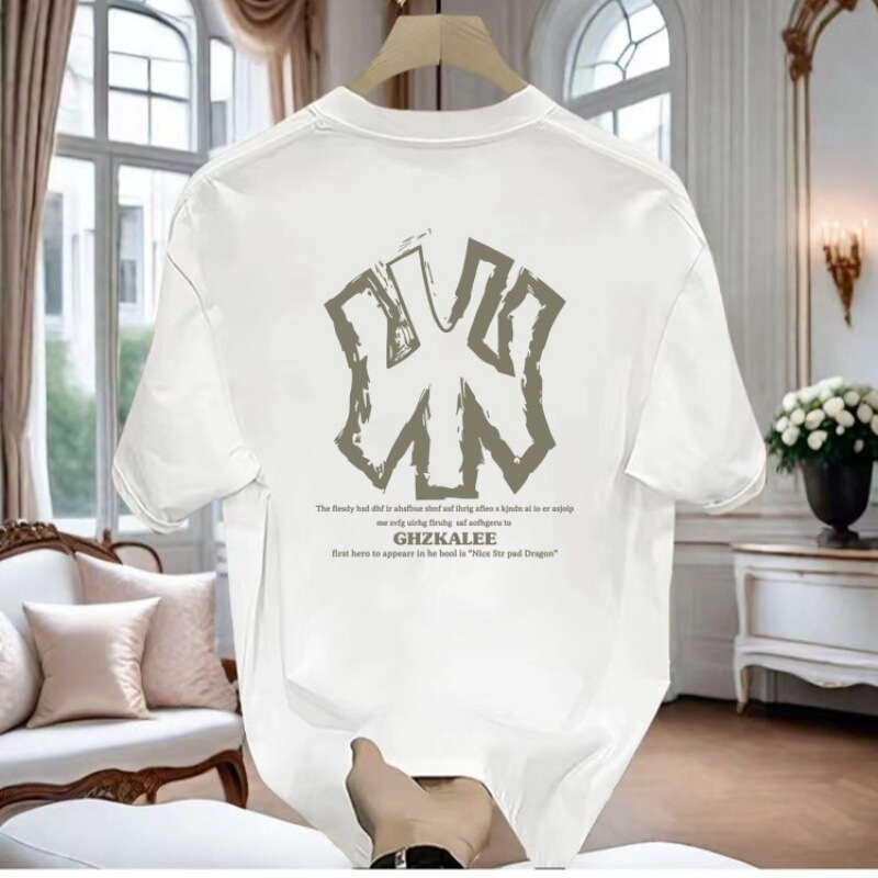 American Style Trendy Brand All-match Short-sleeved T-shirt Men's Summer New Loose Crewneck Creative Printed Korean Style Top High Street American Style Trendy Brand All-match Short-sleeved T-shirt Men's Summer New Loose Crewneck Creative Printed Korean Style Top High Street