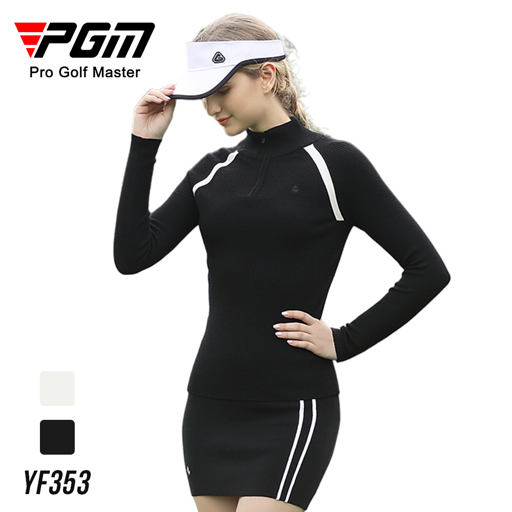 Áo len golf nữ dài tay ấm áp mùa thu đông — YF353 nữ len dài tay màu đen, YF353 nữ len dài tay màu trắng