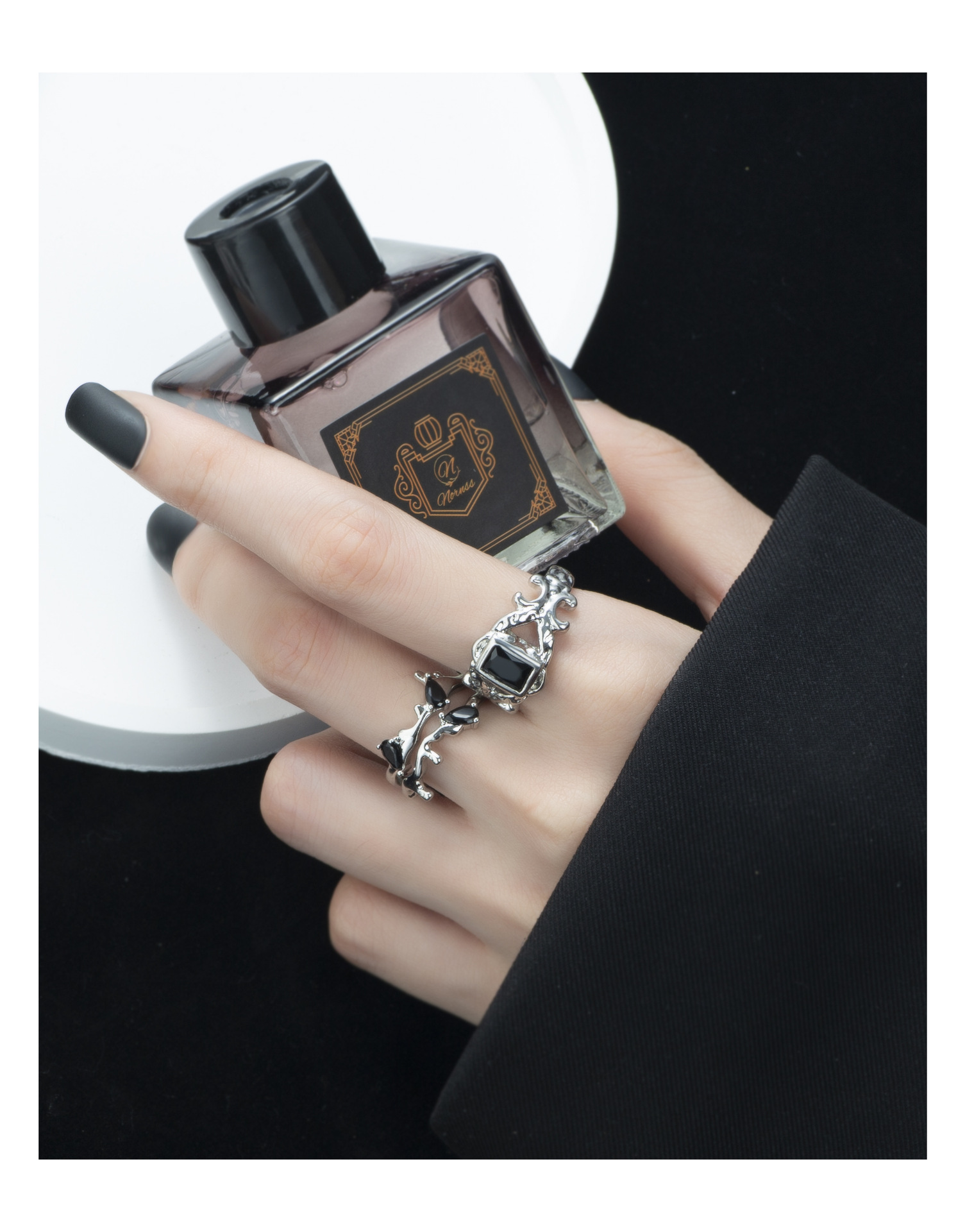 INS Style Water Droplets Copper Plating Inlay Zircon Rings 1 Piece