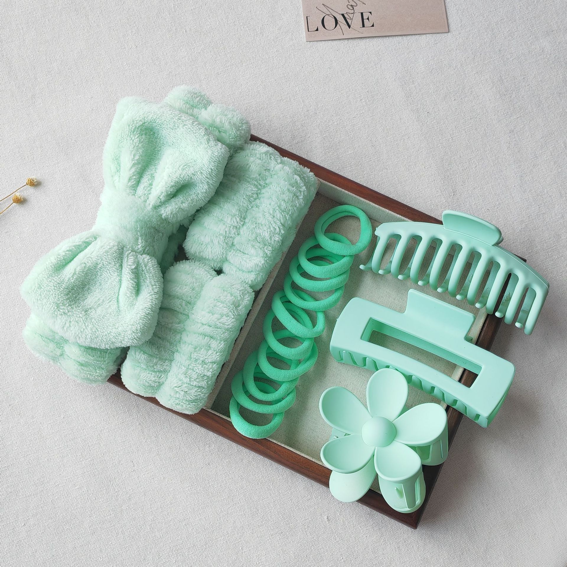 Amazon Cross-border lavado de cara, muñequeras, juego de diadema, diadema, horquilla, cuerda para el cabello, lazo para el cabello, lavado de cara, caja de regalo