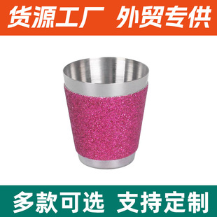 Cross-Border New 30ml Small Wine Glass Stainless Steel Portable Simple Frosted Cup Set Small Wine Glass Spirits Small Measuring Cup