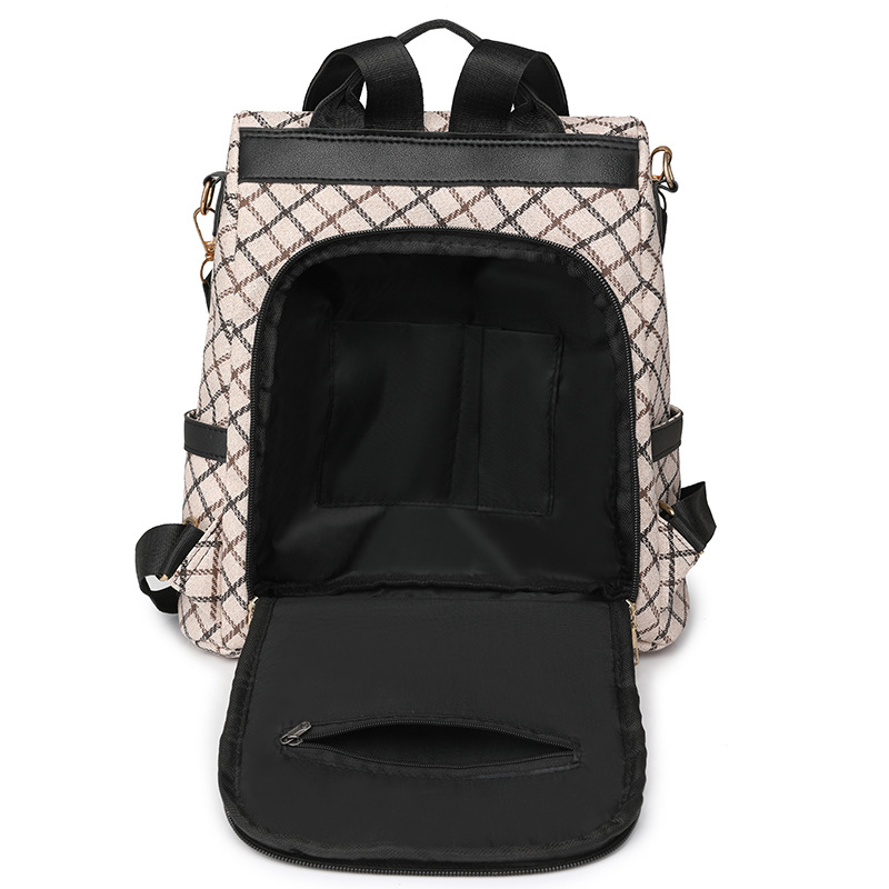 2024 nueva mochila antirrobo de cuero suave para mujer de moda europea y americana