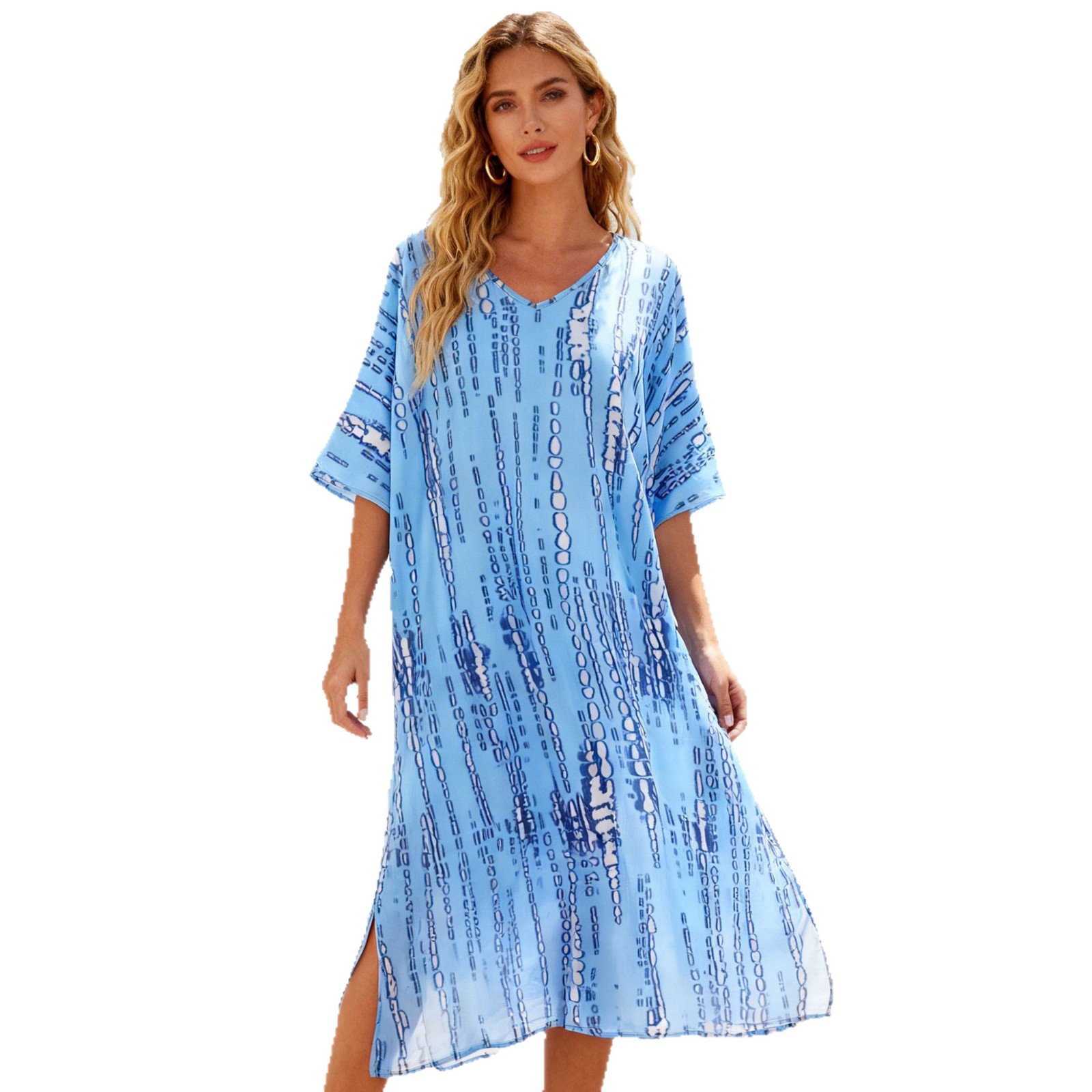 Vestido de impresión suelto de mujer transfronteriza de playa de vacaciones bikini chal Amazon explosión exclusiva para el verano