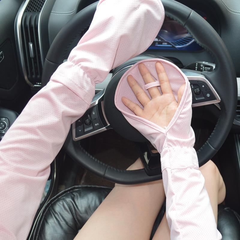 Mujeres conduciendo guantes de hielo de hielo de manga de herradura de caballo de tamaño grande manga solar brazo suelto respirable anti-UV al aire libre