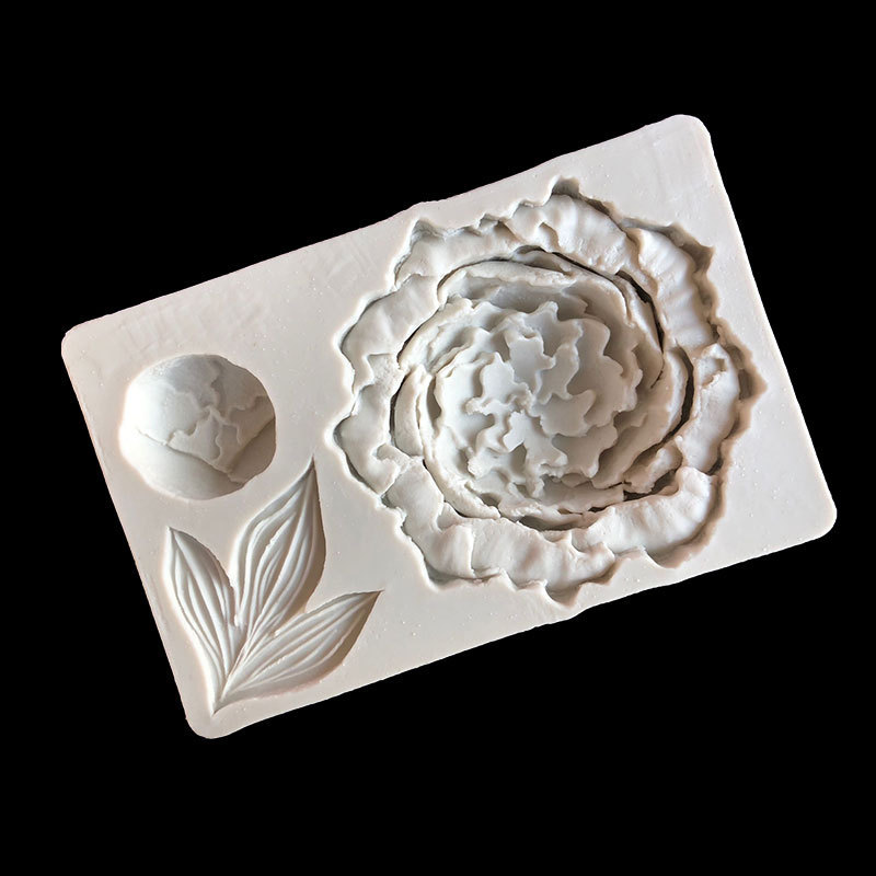 Peonía flor hoja simulación molde de silicona fondant cake decoración epoxi arcilla cerámica suave herramienta