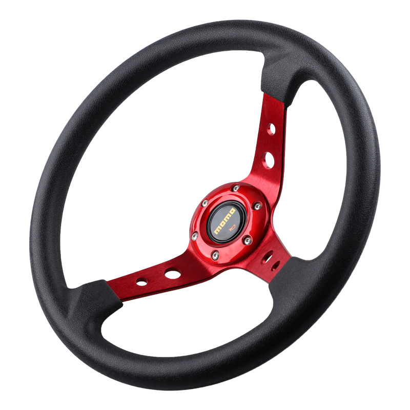 14inch Car Modification Momo Steering Wheel 350mm Imitation Racing Steering Wheel Pu Competitive Gaming Yacht Karting