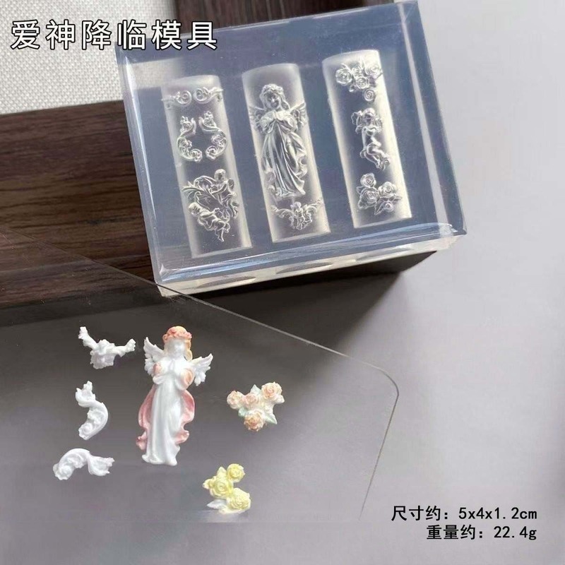 小红书同款天使模具美甲玫瑰烛台法式天鹅油灯祥云九色鹿指甲工具|undefined