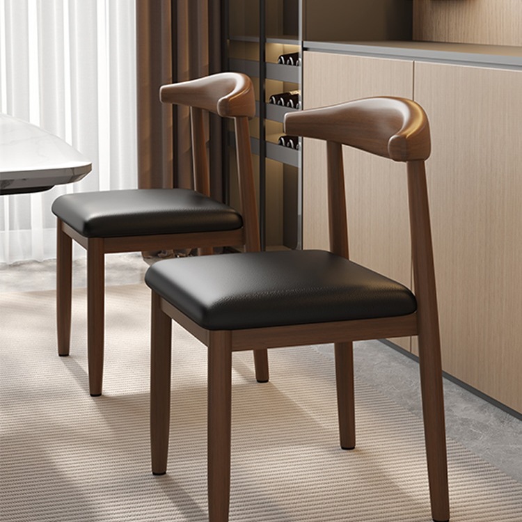 Horn Chair Restaurant Backrest Chair Imitation Solid Wood Dining Table Chair Soft Package Thickened Household Modern Simple Stool Leisure Chair