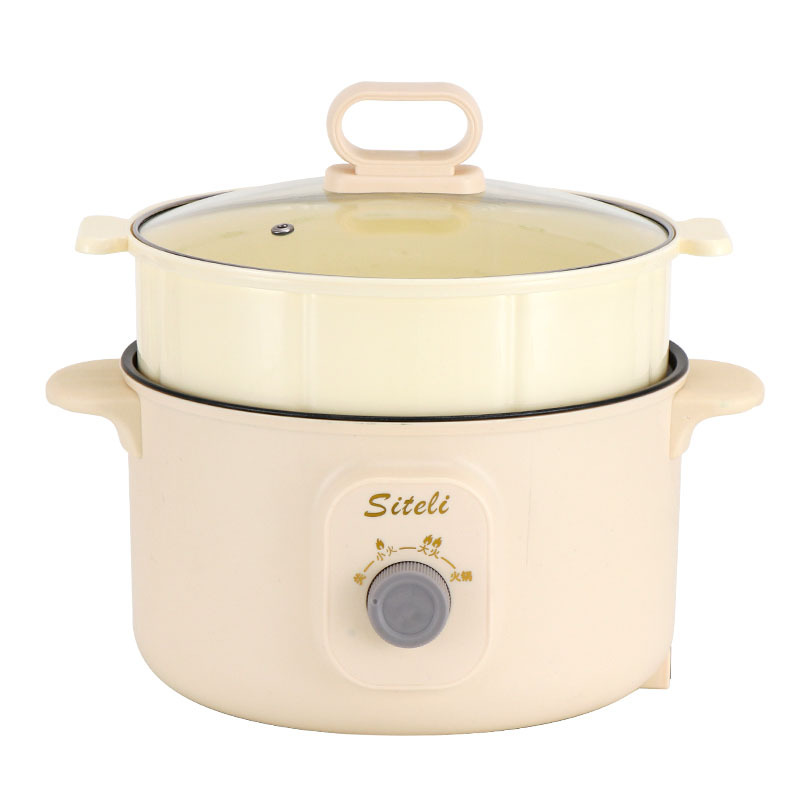 베이지 논스틱 팬 + 플라스틱 스티머