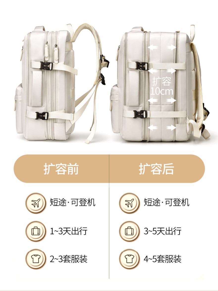 Mochila de mujer, logotipo impreso, simple viaje corto, bolsa de viaje expandible de 40 litros