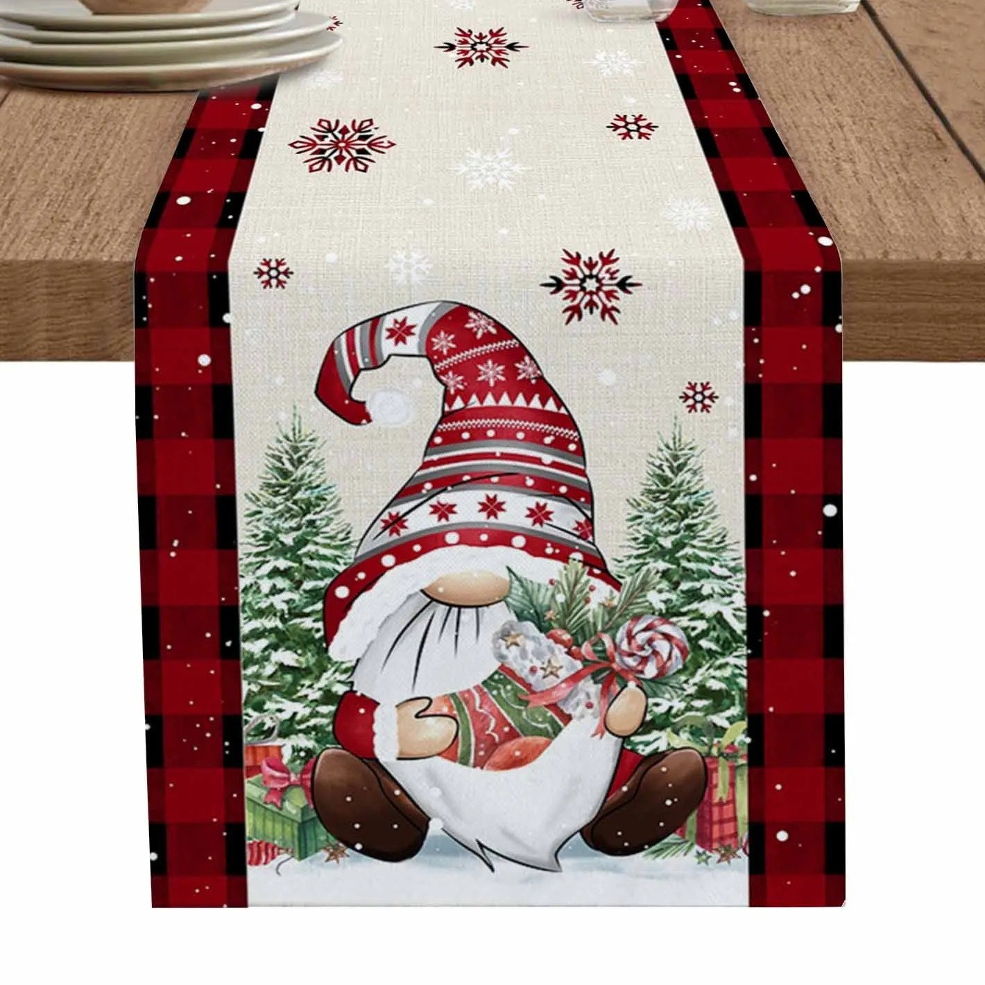 Amazon nueva bandera de mesa de Santa Claus blanca mesa de té de Navidad sala de estar dormitorio mesa de decoración de fondo