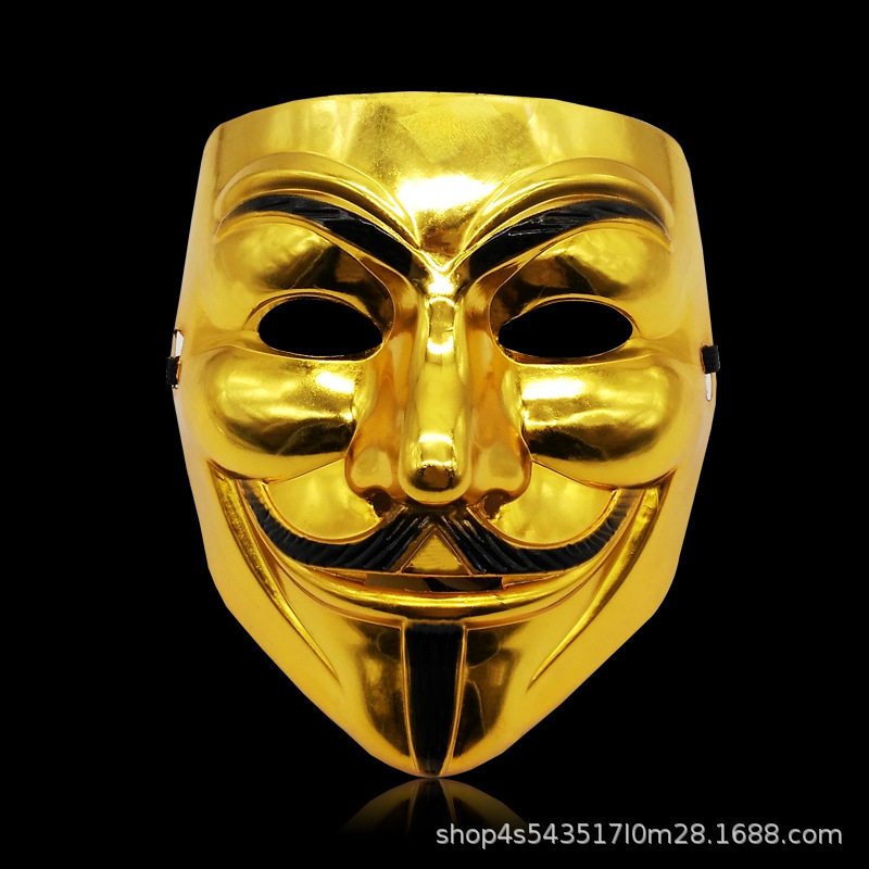 Amazon venta caliente Halloween tema de terror en forma de V máscara de vendetta accesorios de rendimiento de COSplay máscara facial en forma de V