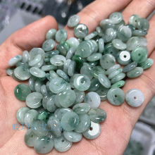 批发老料缅甸翡翠飘花平安扣散件 手链车挂冰糯种飘花翡翠平安扣