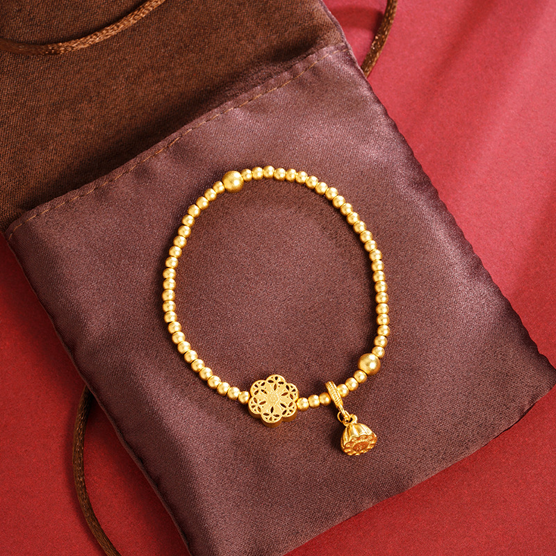 Vietnam Shajin herencia de flores huecas de loto pulsera de perlas de loto estilo nacional de mujer versátil Yiwu joyería fuente al por mayor