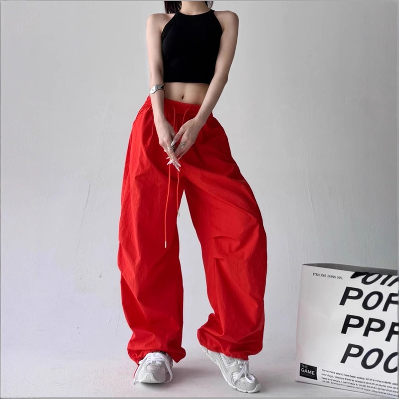 High-Quality 2025 Summer New Sports Wide-Leg Pants, Loose Paratrooper Retro Pleated Straight-Leg Workwear Casual Pants
