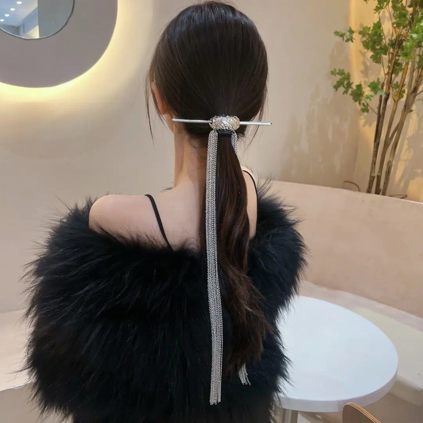 2026新款超长金属流苏发簪女高端新中式后脑勺马尾簪发钗盘发发饰