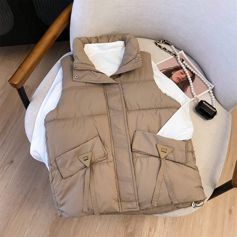 2025 New Autumn and Winter Women's down Cotton Vest Jacket Korean Style Large Size Loose Vest Outerwear