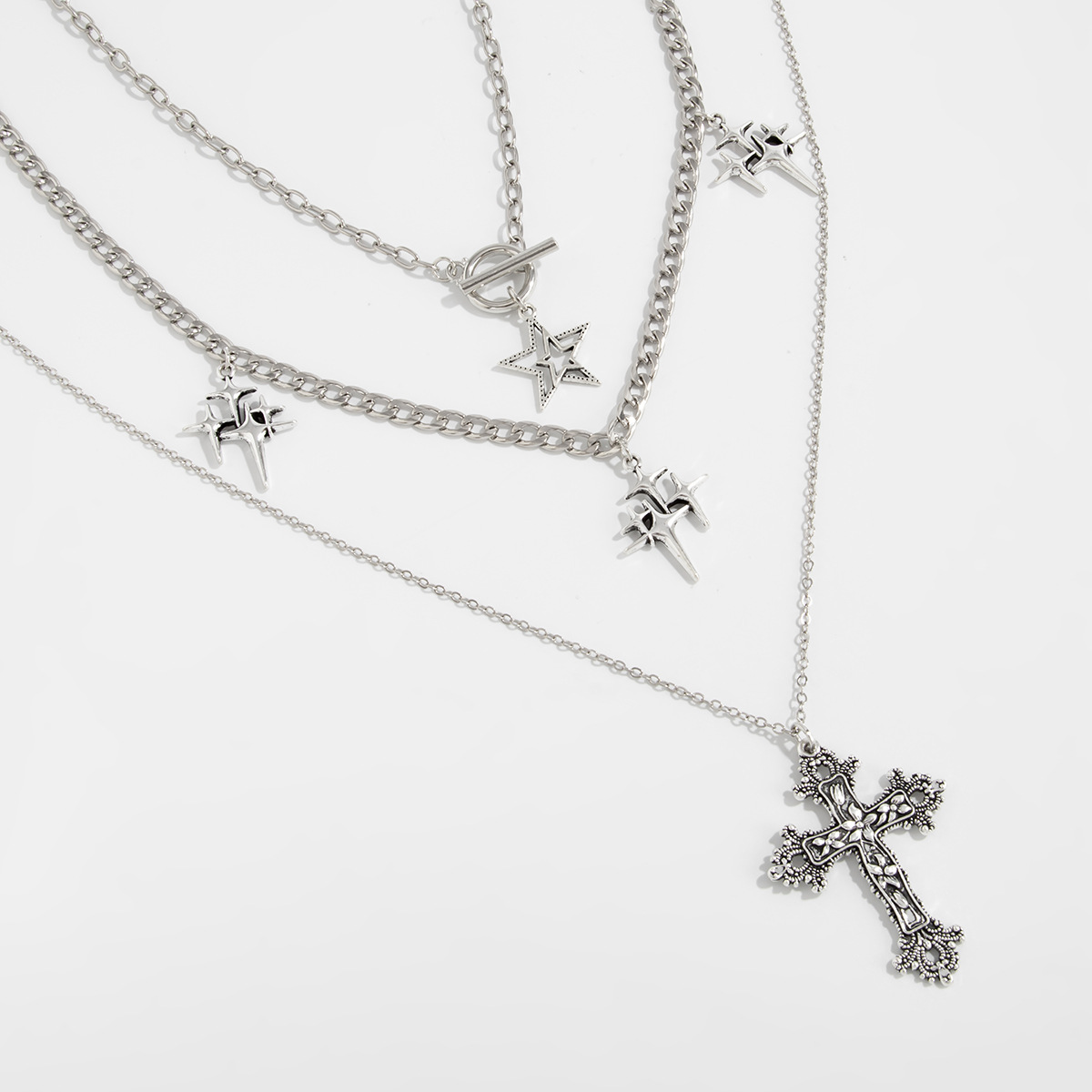 54g Weight Iron Pendant Material Layered Necklaces Classification Iron Chain Material 1 Piece Quantity Weekend Occasion Iron, Zinc alloy Material Cross Pattern Women's Gender Simple Style, Classic Style Style Dark Punk Cross Pendant Necklace Set For Women Exaggerated Stacking Cool Sweet Clavicle Chain Jewelry Geometric Pattern Alloy Zinc 40