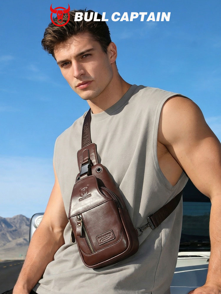 Bolso de Piel Auténtica para Hombre, Estilo Bandolera, Casual, para iPad y Tablet, de Primera Capa de Cuero Vacuno, Marca Captain Niu, Productos de Cuero de Guangzhou