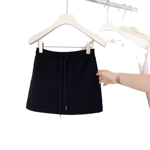 Korean Short Skirt Women's Spring and Summer Collection Korean Style Sporty A-line Casual High-Waisted Slimming Belted Skirt for Petite Women
