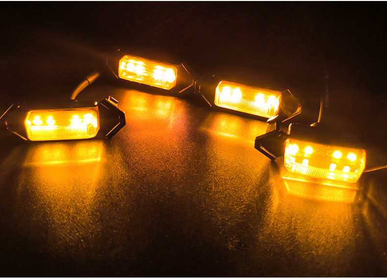 Cross-border hot-selling car grille in the net small yellow light day running light pickup truck truck LED decoration warning light modification