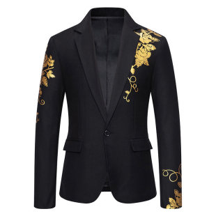 Spring/Summer 2024 New Amazon cross-border European size Paisley bronzing printed wedding dress casual men's suit