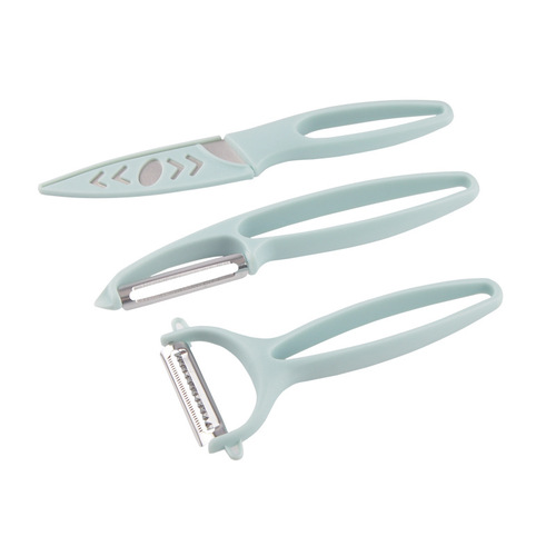 Manufacturer wholesale stainless steel fruit knife three-piece set vegetable and fruit peeler potato grater kitchen gadgets