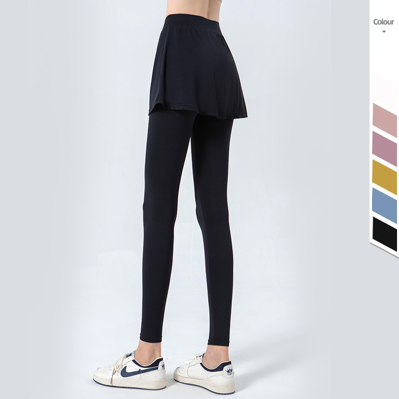 Primavera y verano nuevo falso culottes de Yoga de dos piezas cintura alta vientre contracción cadera de secado rápido que cubre adelgazamiento correr entrenamiento apretado Pantalones deportivos