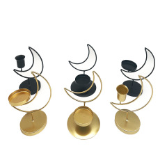 廠家直銷創意北歐風杆蠟燭台鐵藝月亮星星造型鐵藝擺件亞馬遜外貿