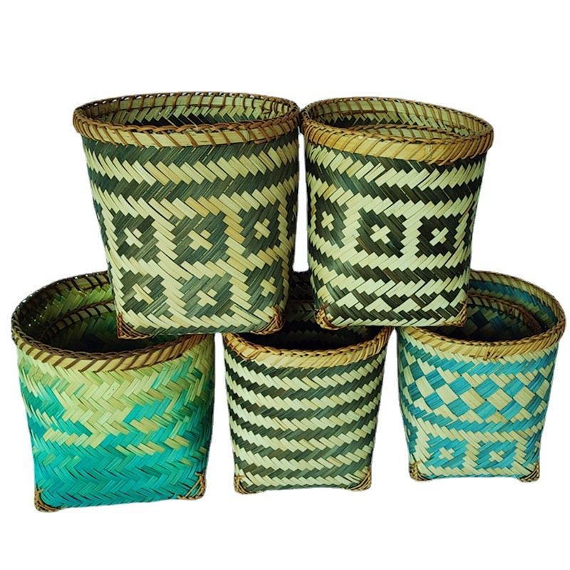 Cesta Redonda de Bambú Hecha a Mano para Flores y Decoración del Hogar image 6