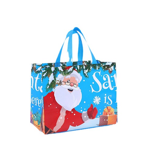 Christmas gift bag manufacturer wholesale non-woven bag custom cross-border laminated handbag heat embossed logo