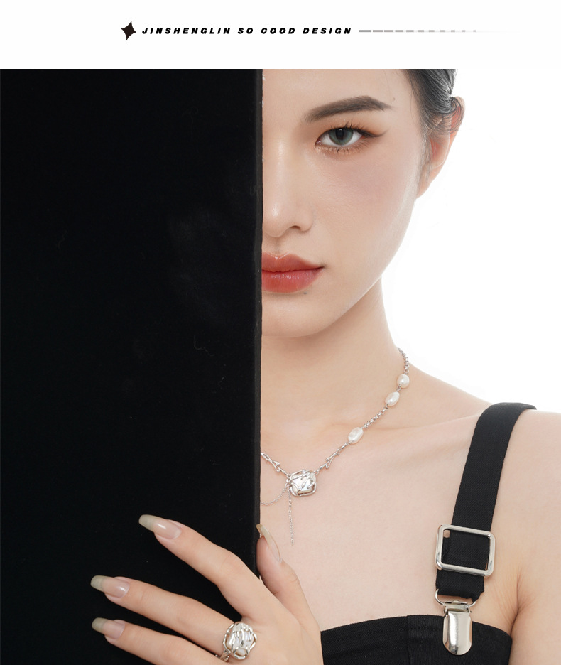 Baroque Style Square Silver Pearl Bracelets 1 Piece