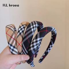 2024日韓學院風英倫復古格子～百搭氣質高顱頂時尚簡約頭箍發卡女