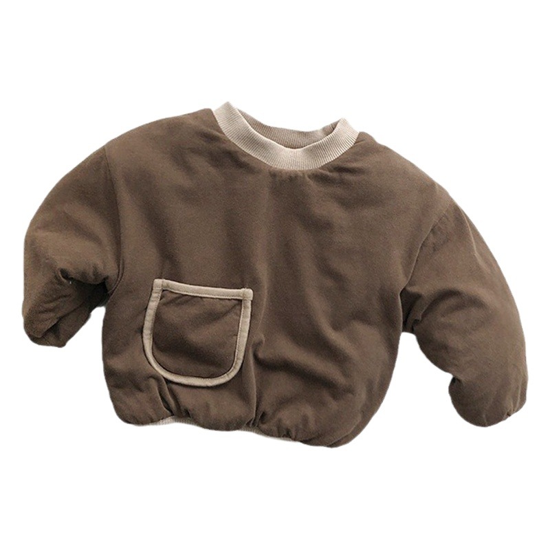 Suave glutinoso y fácil de combinar ~ niños y niñas camisa de muñeca acolchada de invierno para niños bebé engrosado cálido todo-fósforo superior moda coreana