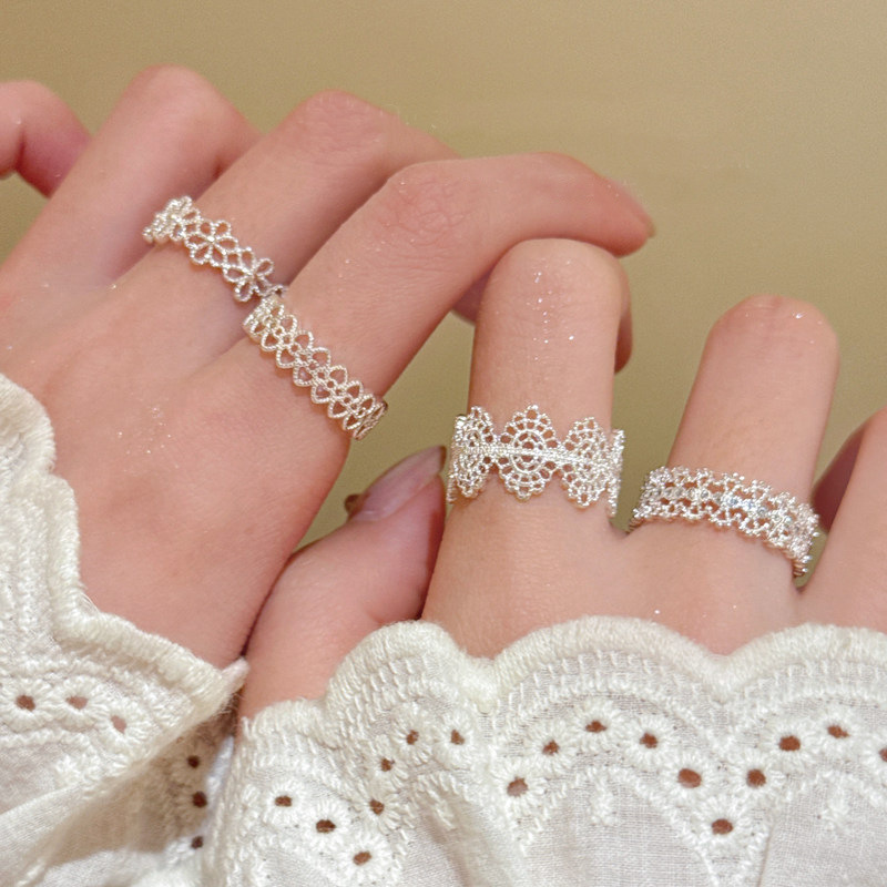 Palace Style Lace Zircon Ring Women's Niche Design Accessible Luxury High-End Index Finger Ring Fashionable Versatile Ring