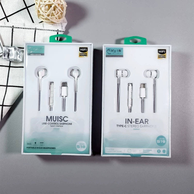 Плоское ухо In-Ear 3,5/Type-C Проводная гарнитура Провод управления с Пшеница Подходит для круглого отверстия Huawei Flat Mouth