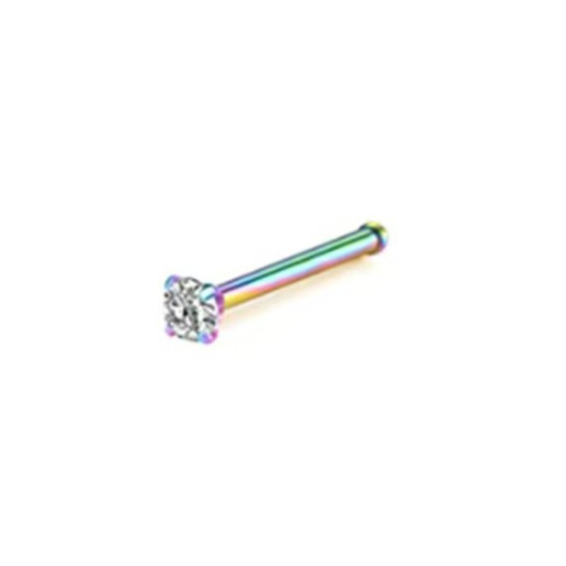 Edelstahl-Nasenpiercing in verschiedenen Farben, gerader S-L-Stabform mit Herz- und Kugelform_voghion.com