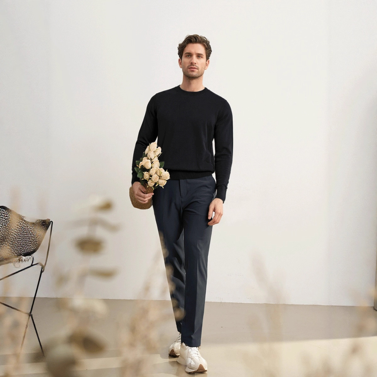 Cross-border hombre cuello redondo suéter de lana otoño invierno estilo viejo dinero suéter jersey de punto suéter para hombre