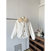 熹凤梨初雪夕暮 大翻领毛领花苞棉服外套上衣厚款女2025冬季新款