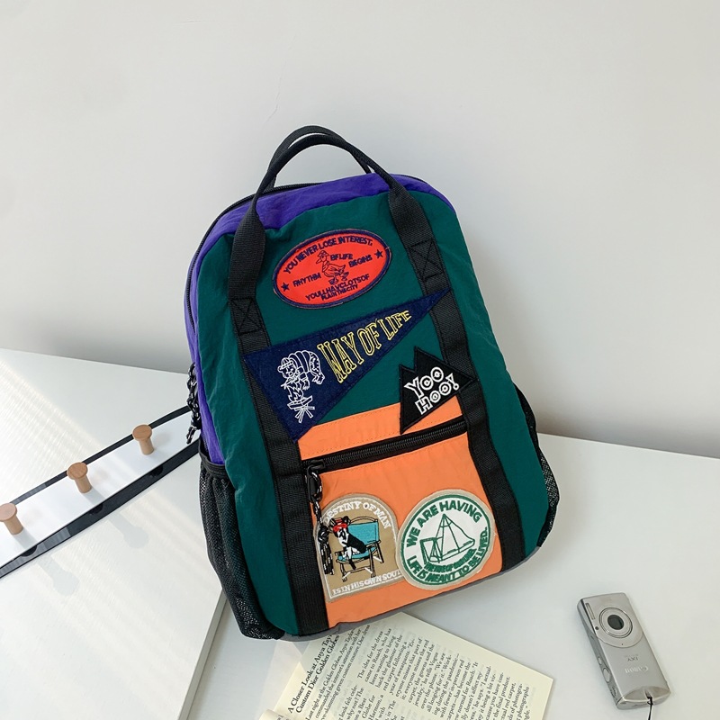Korean Style Patchwork Backpack for Boys and Girls, Fashionable Printed School Bag for Elementary Students, 2026 New Model, Trendy Cross-Border Children's Backpack
