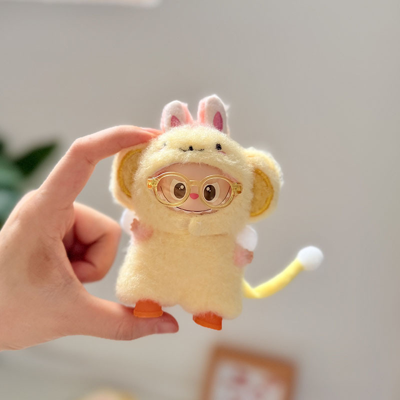 LABUBU4.0心底密码搪胶毛绒挂件小鼻噶公仔衣服天使黄猴服套装萌|undefined