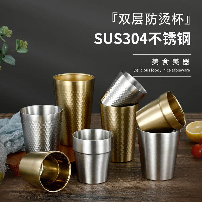 Taza Térmica de Acero Inoxidable 304 – Doble Pared, Dorada, Ideal para Bebidas Frías o Calientes