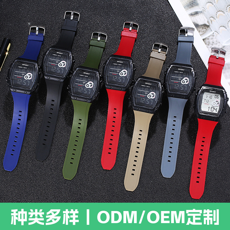 Cross-border Multifunctional Youth Electronic Watch Barrel Luminous Electronic Watch Outdoor Mountaineering Camouflage Waterproof Watch