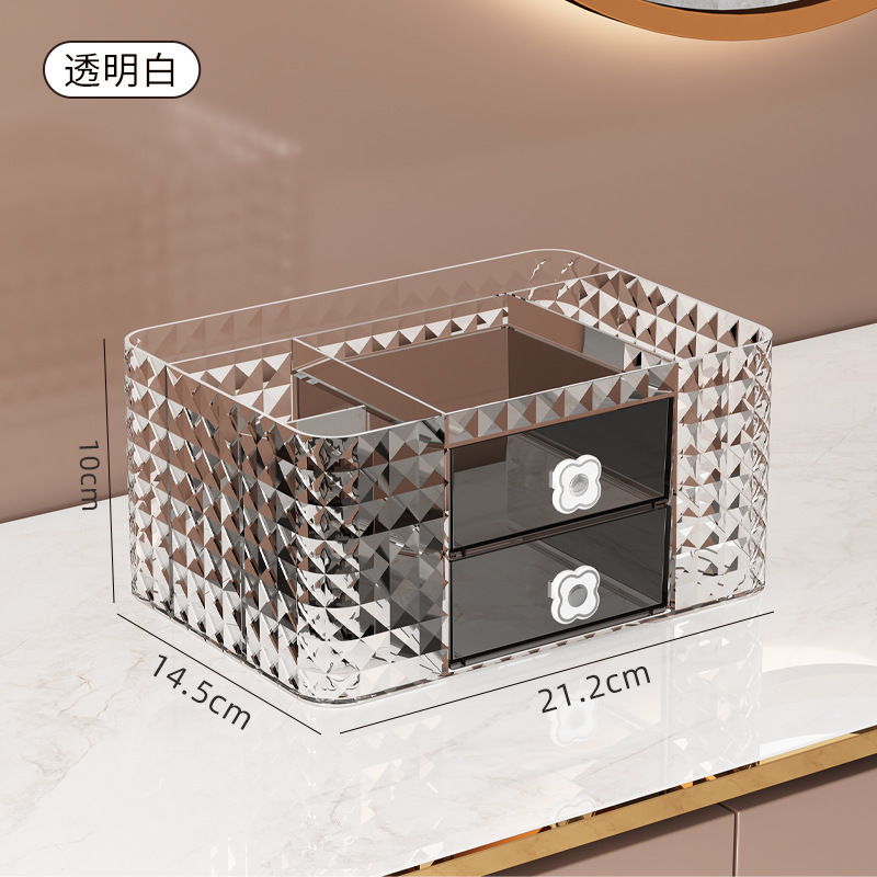 Cajones transparentes de lujo ligero cajas de almacenamiento de escritorios para niños, encimera de papelería cajas de almacenamiento de gran capacidad