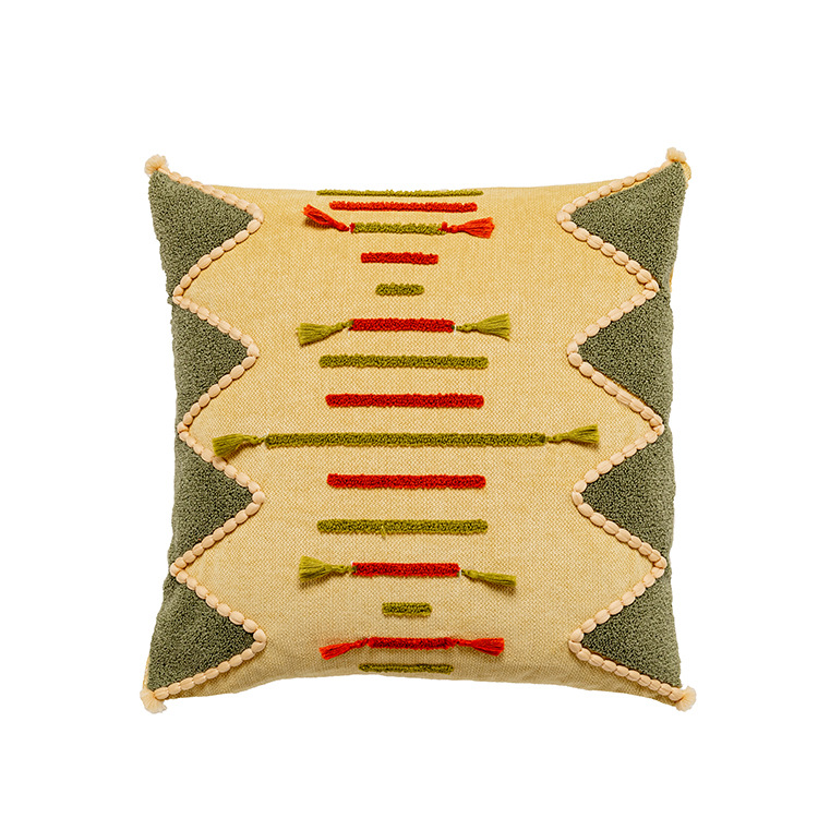 Marockanskt geometriskt mönster med broderad tofs och kuddfodral med dekorativt kuddfodral för modellrum_voghion.com